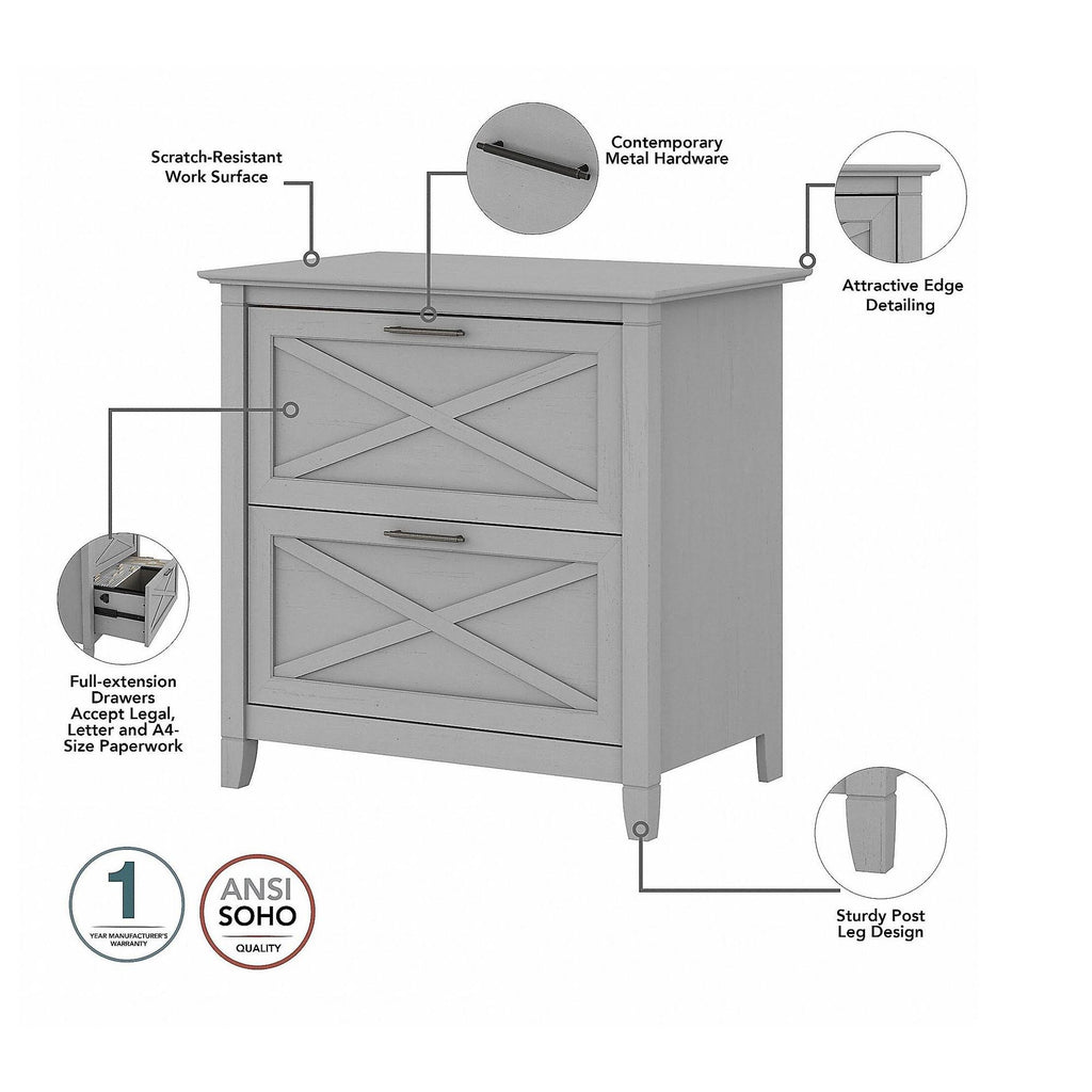Cape Cod Gray Writing Desk with 2 Drawer File Cabinet F4861