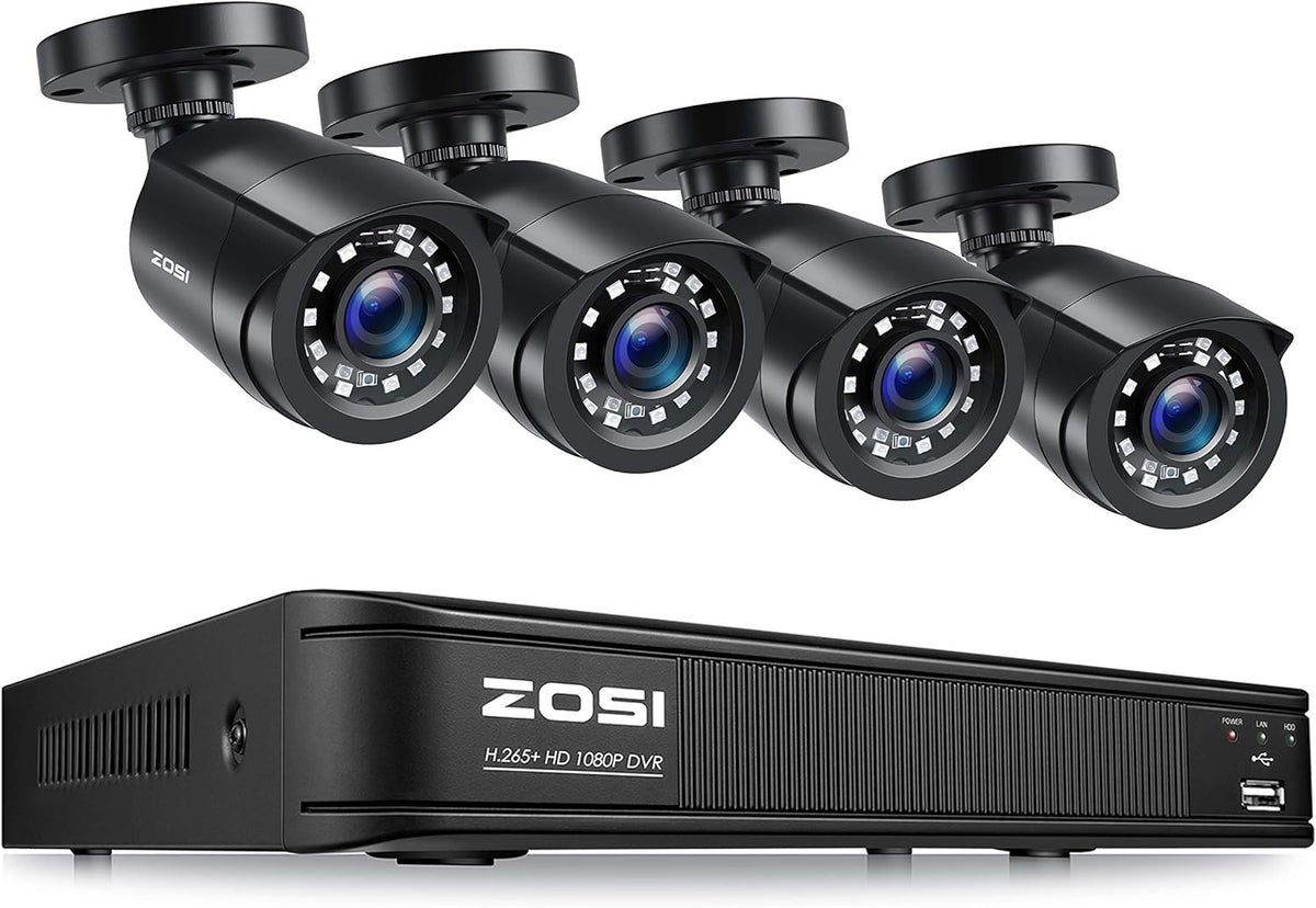 1080p 8 Channel Security Camera System with 4 Bullet Cameras D7142
