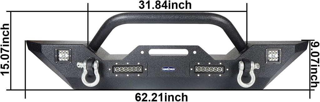 Front Bumper + Rear Bumper with Spare Tire Carrier & Winch Plate T5531