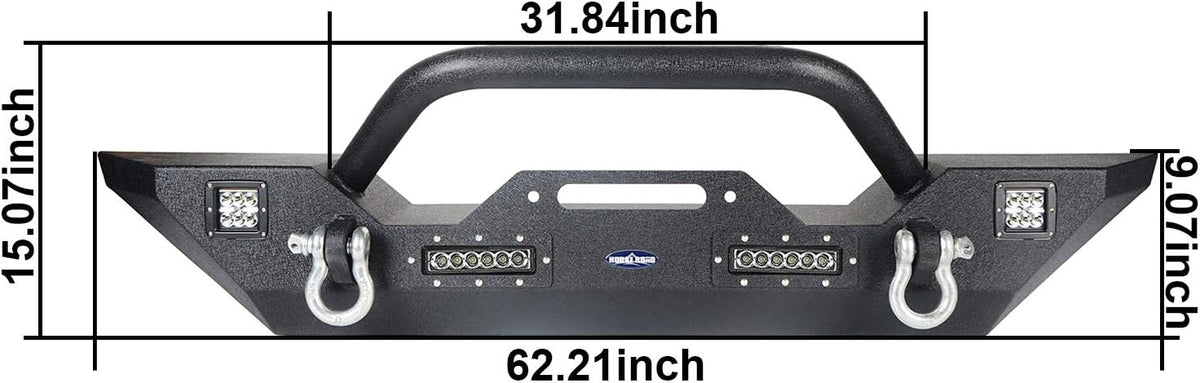 Front Bumper + Rear Bumper with Spare Tire Carrier & Winch Plate T5531
