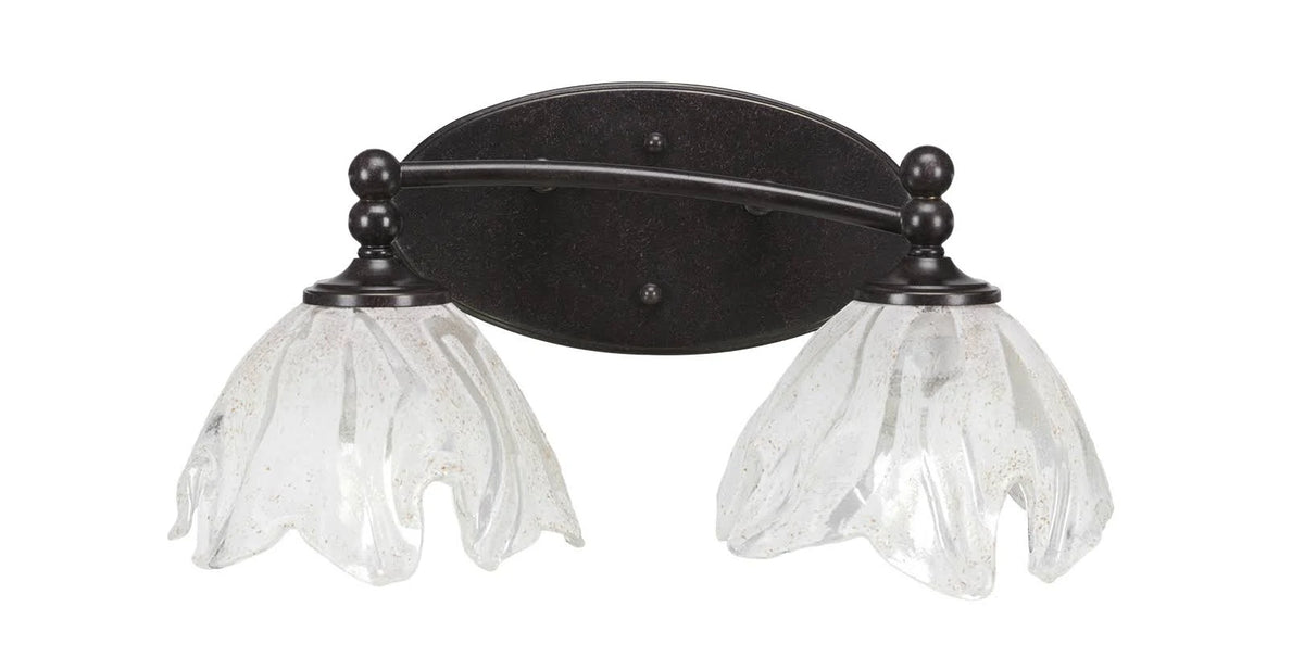 Two Light Bath Bar Dark Granite Finish with Italian Ice Glass O33673