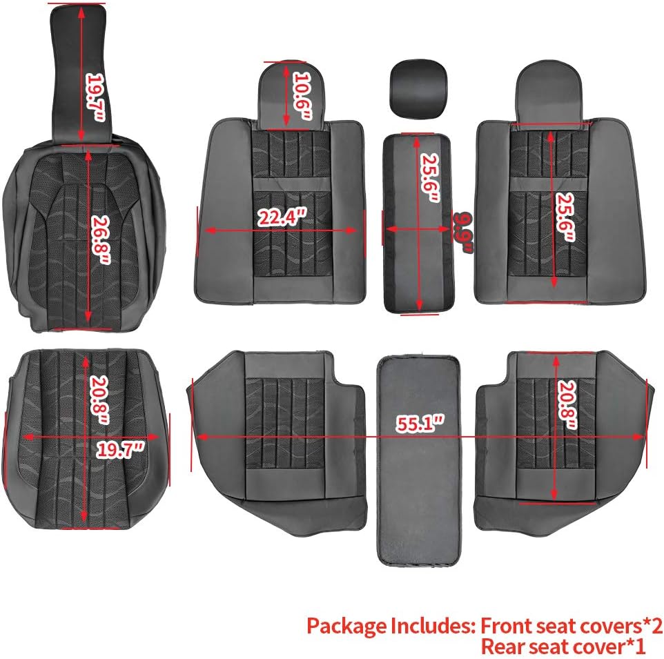 Faux Leather Car Seat Covers Full Set Black F829909