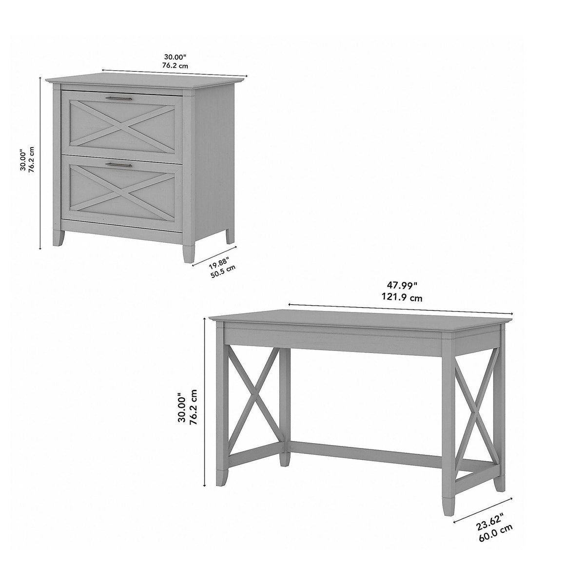 Cape Cod Gray Writing Desk with 2 Drawer File Cabinet F4861