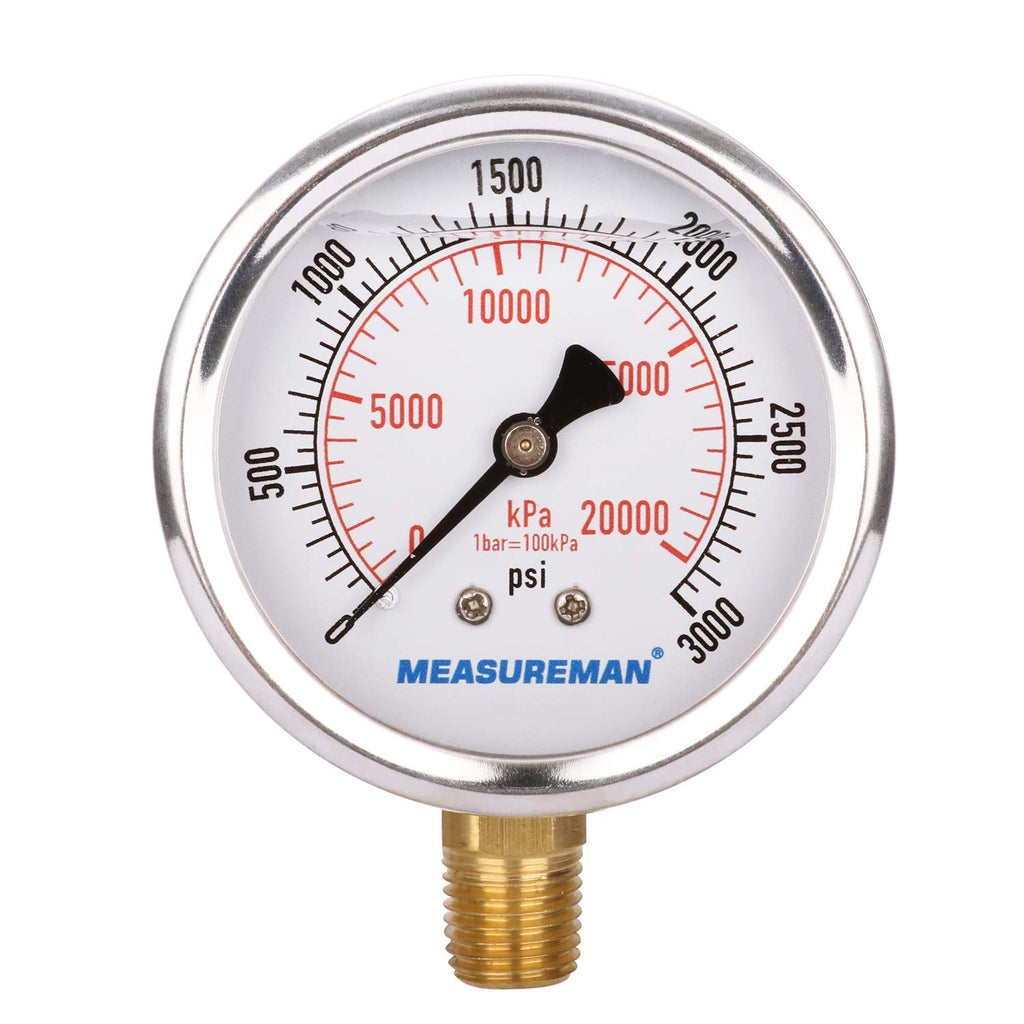 2-1/2inch Liquid Filled Hydraulic Pressure Gauge 0-5000psi/kpa A92065