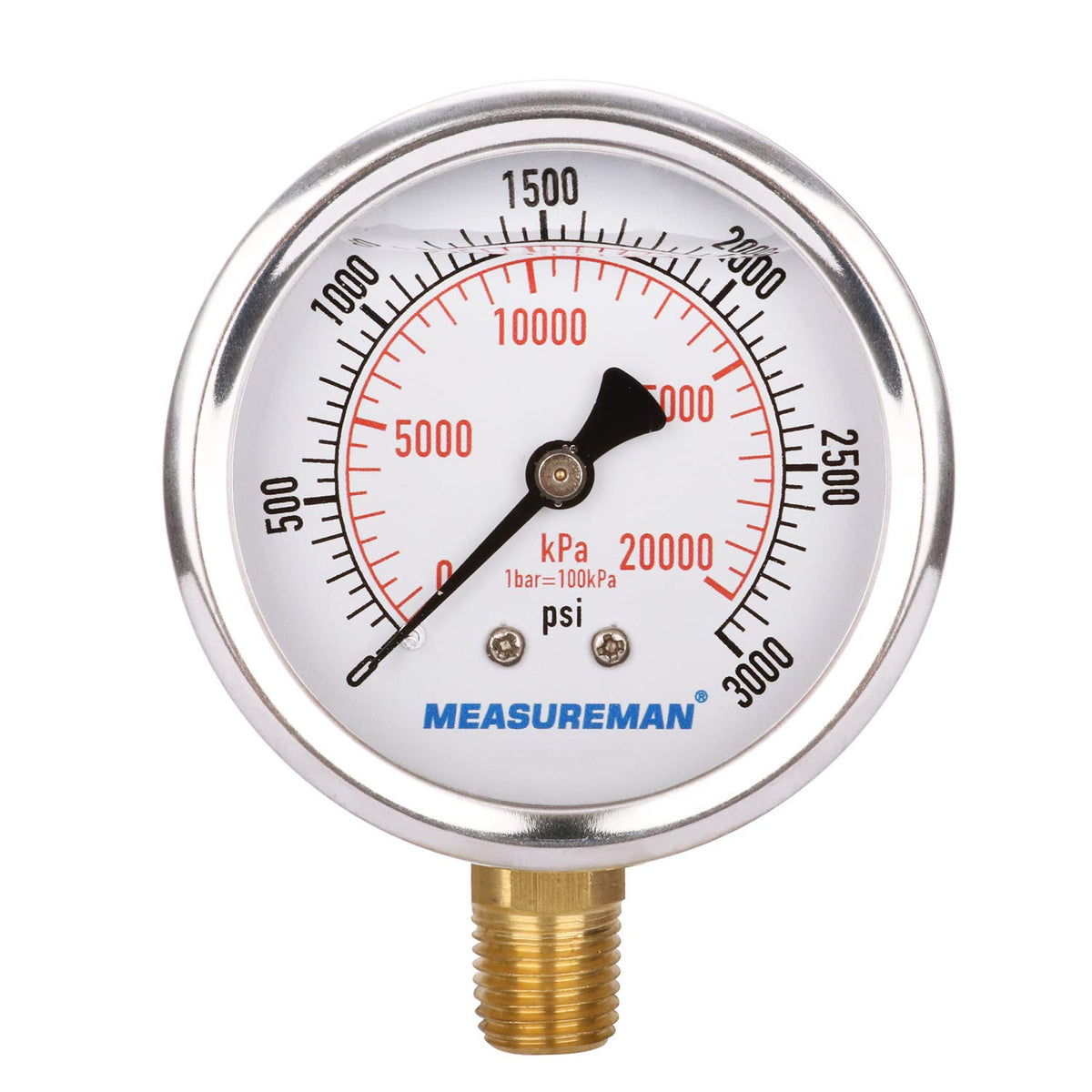 2-1/2inch Liquid Filled Hydraulic Pressure Gauge 0-5000psi/kpa A92065