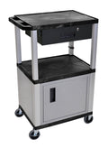 Black 42x22 A/V Cart with 3 Shelves, Cabinet, Drawer R634164