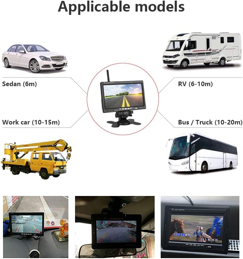 2pcs Wireless Vehicle Backup Cameras with 7 Monitor R991