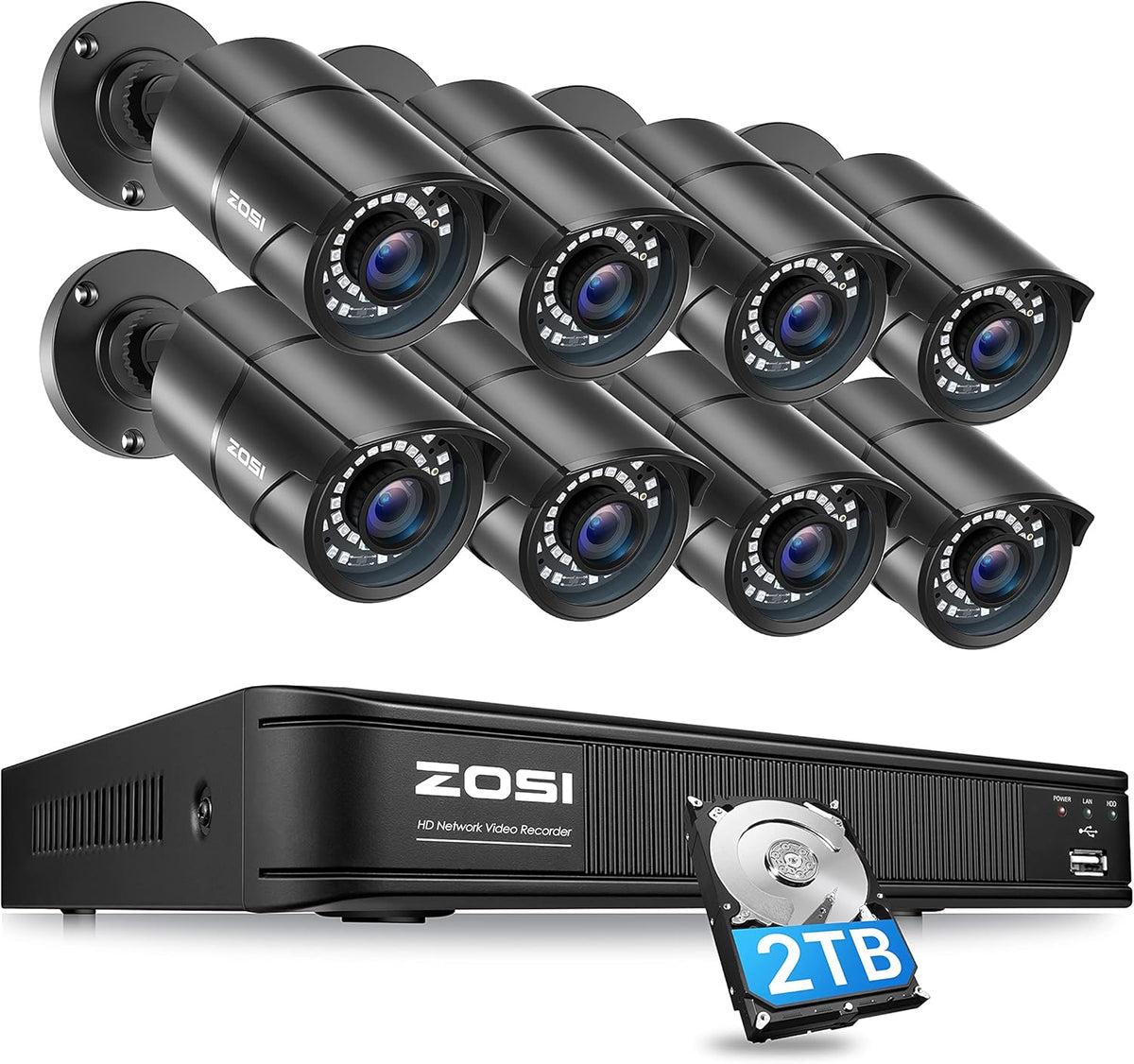 1080p 8 Channel Security Camera System with 4 Bullet Cameras D7142