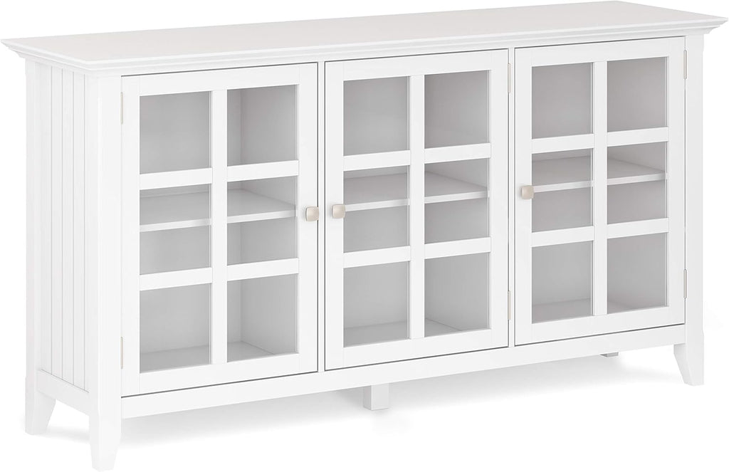 62 inch Rustic Solid Wood Storage Cabinet with 3 Tempered Glass Doors W44122