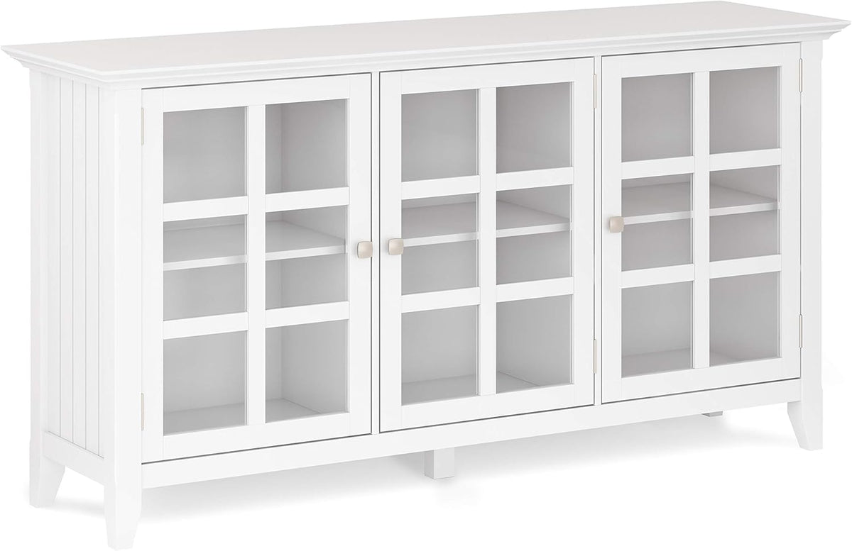 62 inch Rustic Solid Wood Storage Cabinet with 3 Tempered Glass Doors W44122