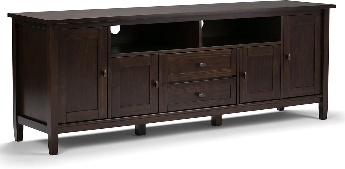 72 inch Wide Rustic Natural Aged Brown Solid Wood TV Media Stand D329622