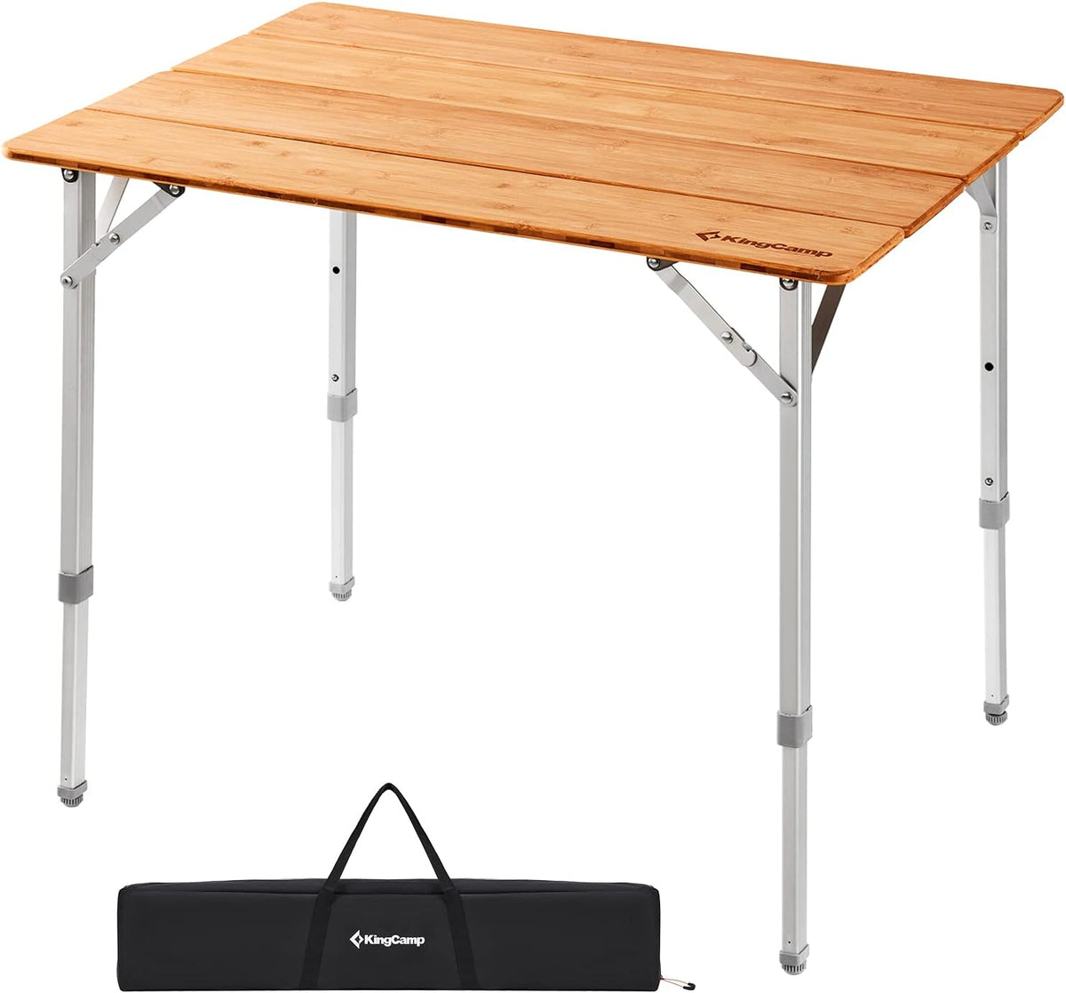 Bamboo Folding Camping Table with Adjustable Height N914152
