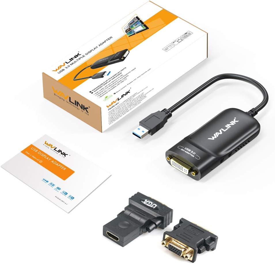 USB 3.0 to DVI/HDMI/VGA Video Adapter with Audio Port Pack of 2 I642701
