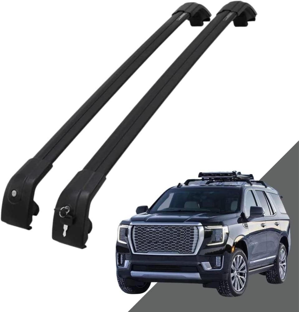 Black Adjustable Lockable Roof Rack Side Rails Cross Bars R883896