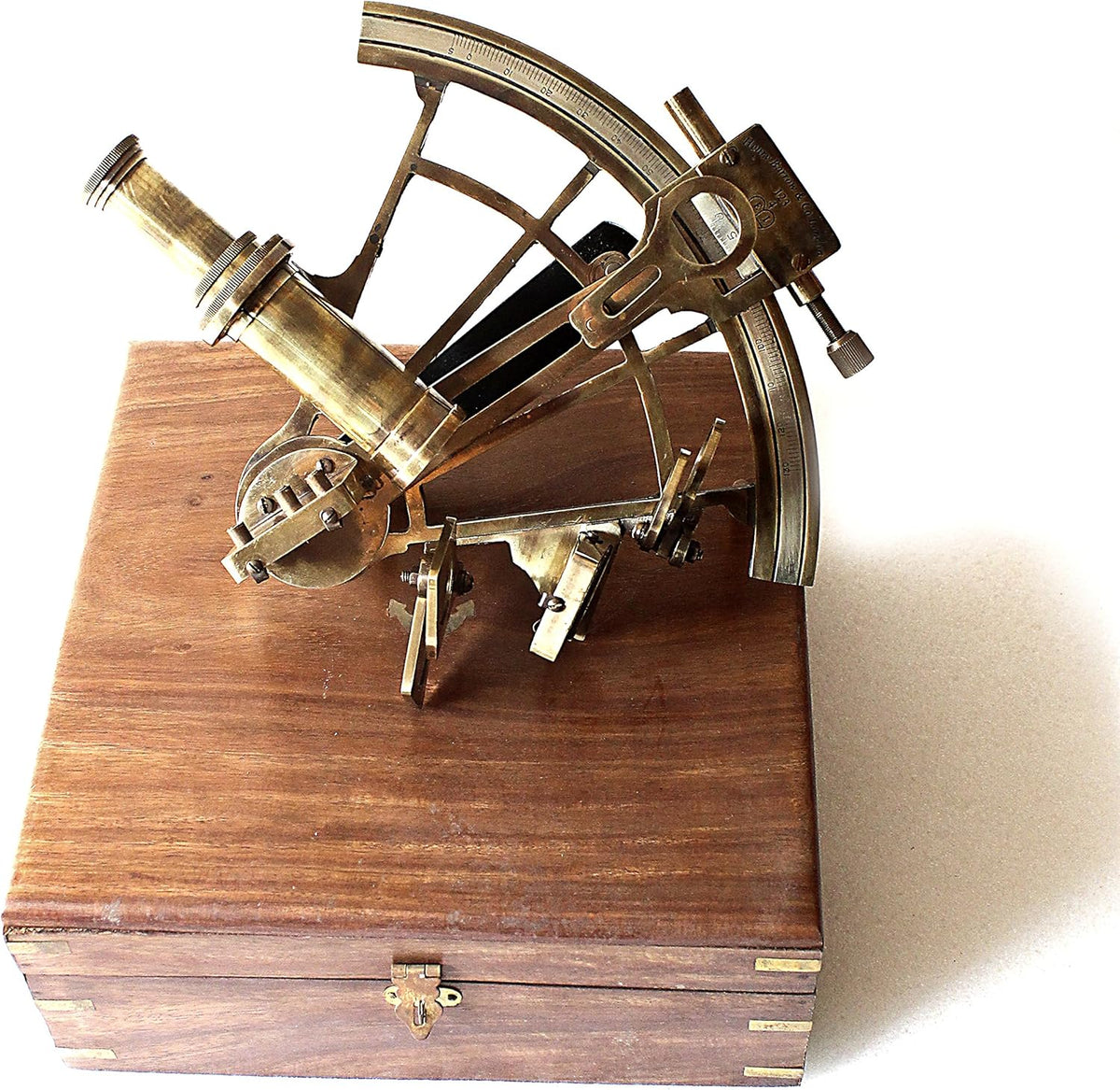 Nautical Marine Working Model Ship Sextant Wooden Box H8906