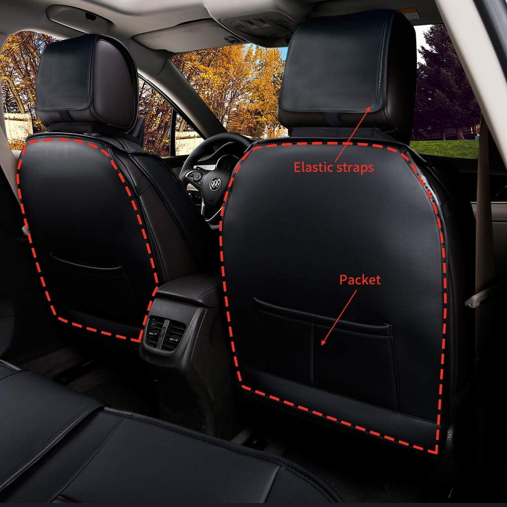 Faux Leather Car Seat Covers Full Set Black F829909