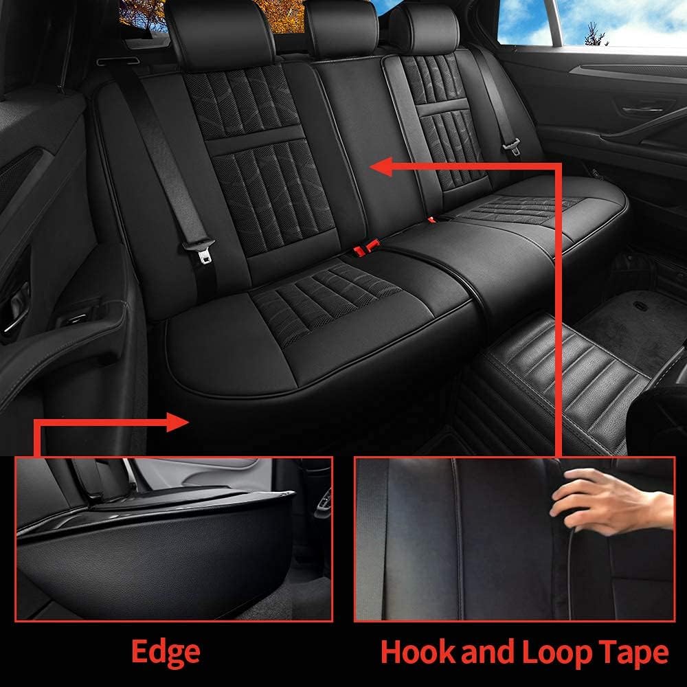 Faux Leather Car Seat Covers Full Set Black F829909