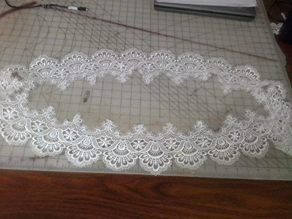 Antique White European Lace Table Runner 34 x 15 inches L57835