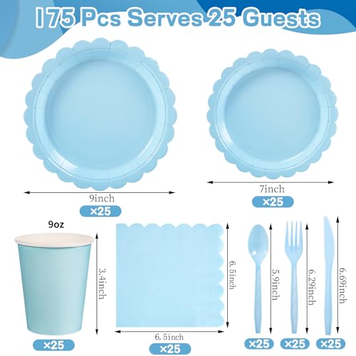 White Paper Plates and Napkins 350 Pcs Party Supplies Set V835