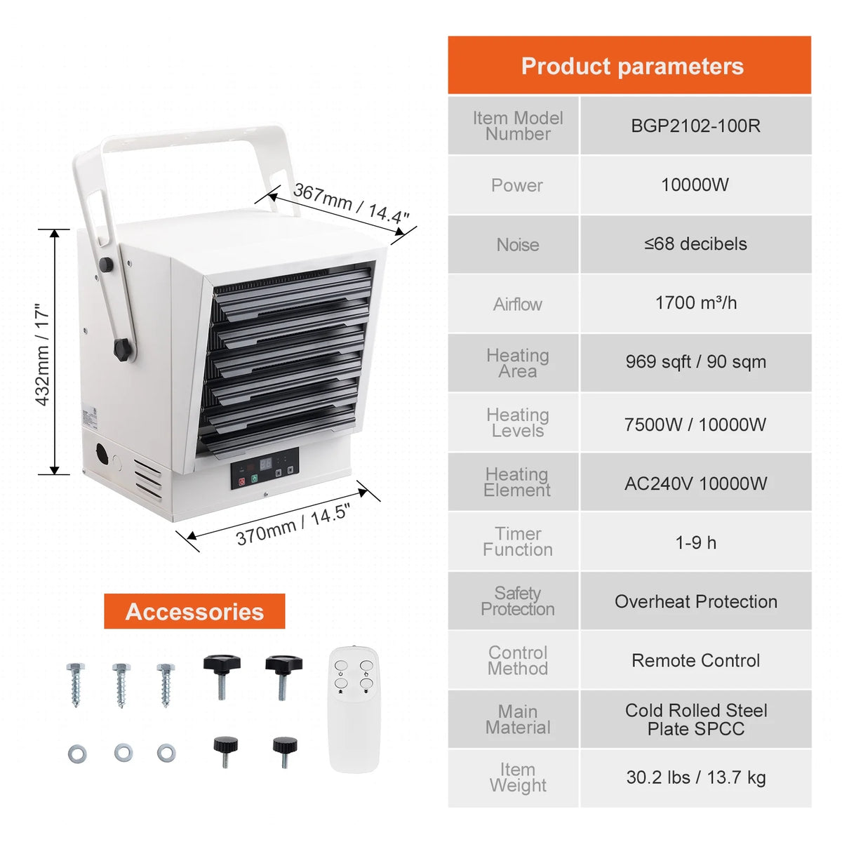 10000-Watt Electric Garage Heater with Remote B587