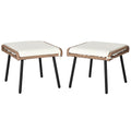 Set of 2 Beige Wicker Rattan Ottoman E761