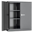 Black Metal Storage Cabinet with Doors and 4 Shelves M910