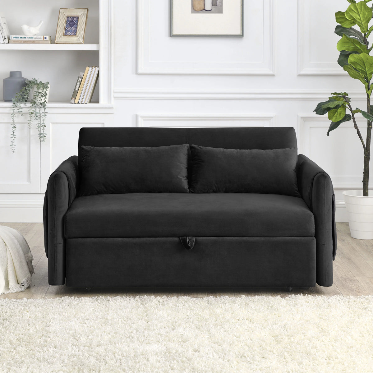 Black 2-Seat Futon Sofa Bed E7723
