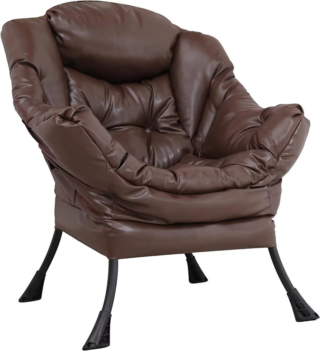 Brown PU Leather Reclining Armchair with Side Pocket V11228