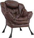 Brown PU Leather Reclining Armchair with Side Pocket V11228