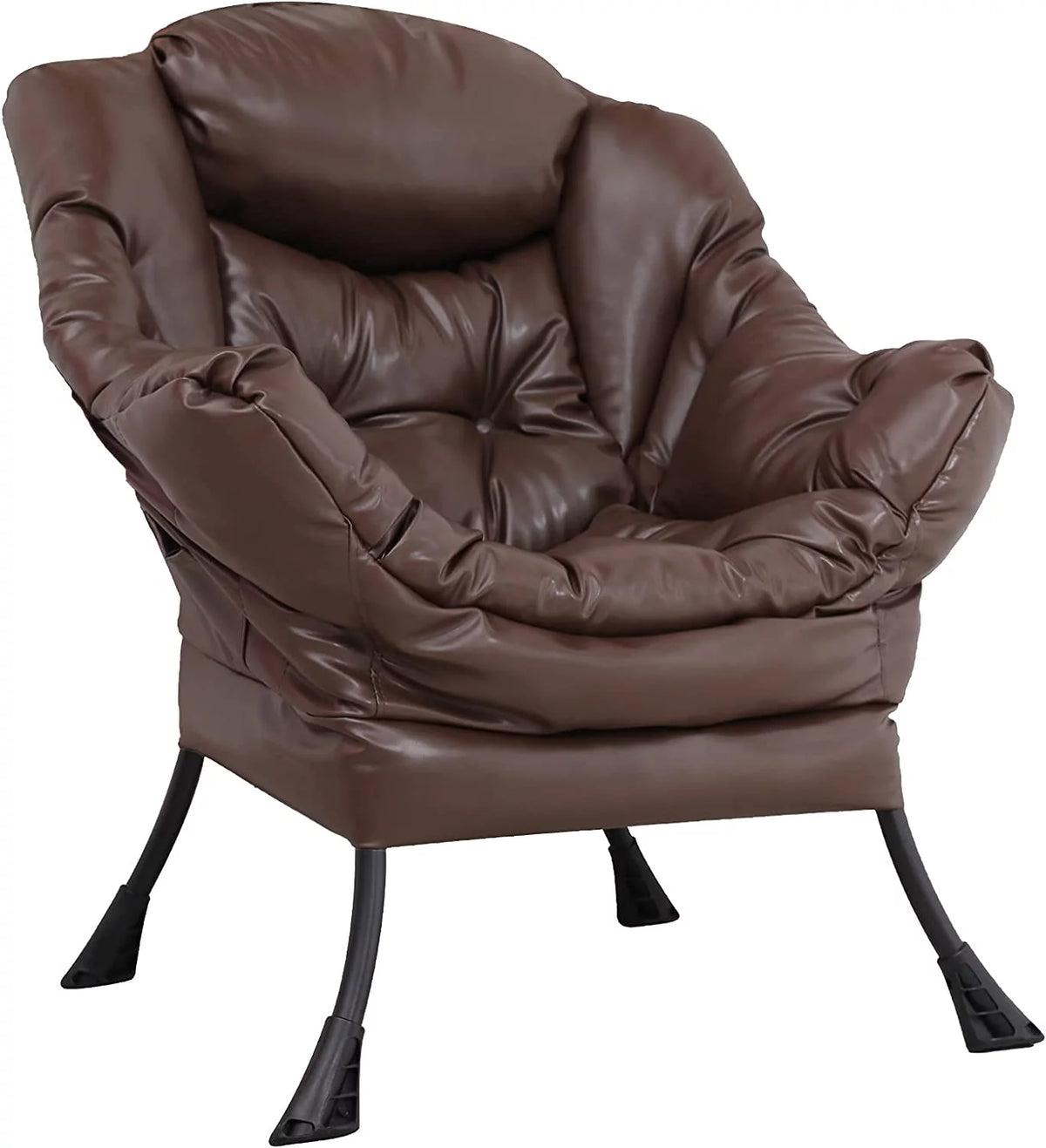 Brown PU Leather Reclining Armchair with Side Pocket V11228