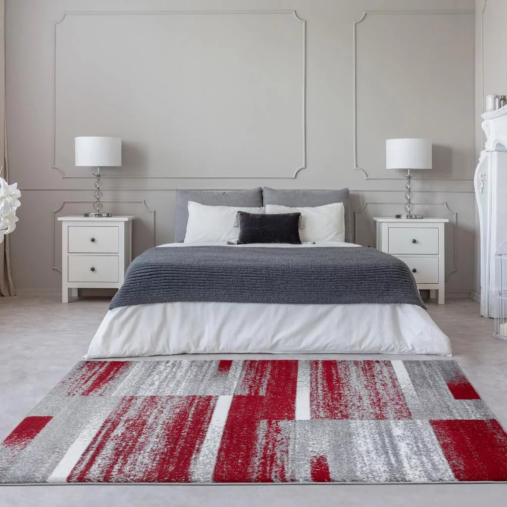 Red 6x9 Abstract Geometric Area Rug X6296