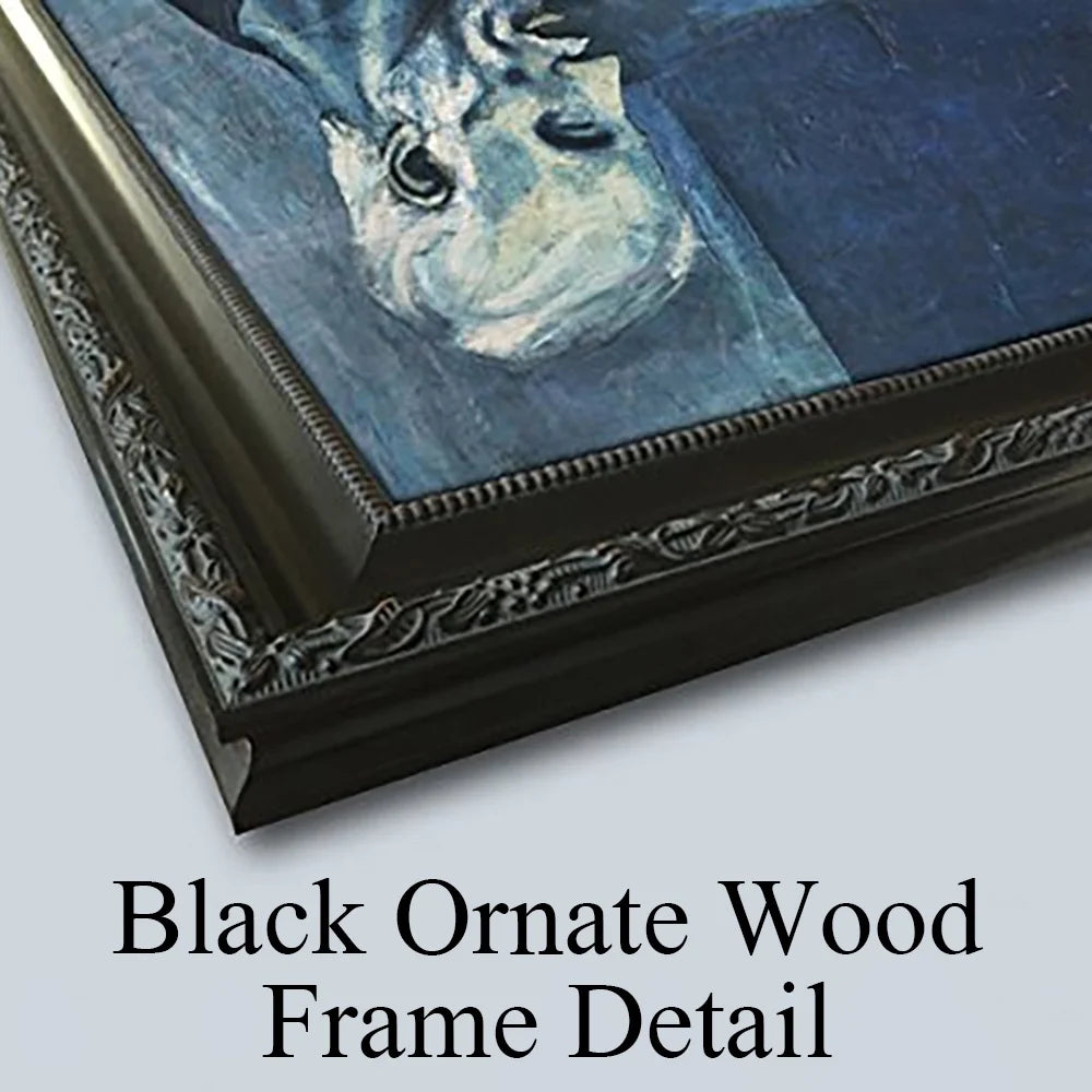 Black Ornate Wood Framed Double Matted Art Print H12161