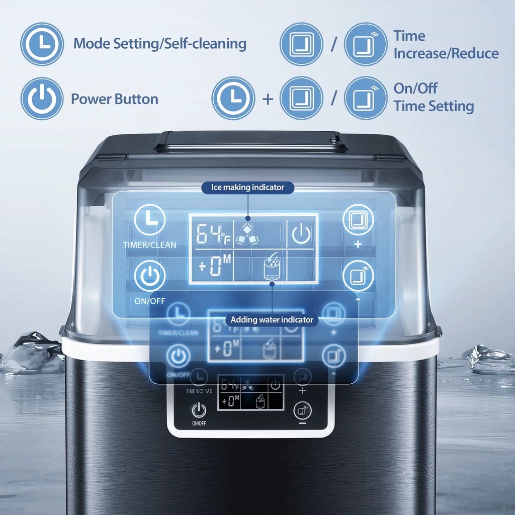 44Lbs/24H Self-Cleaning Countertop Ice Maker with Ice Scoop & Basket U4863