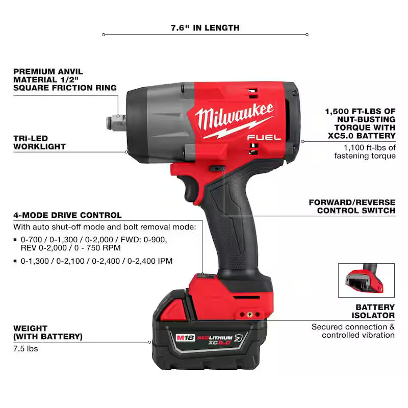 18V Lithium-Ion Brushless Cordless 1/2 in. Impact Wrench with Friction Ring Kit R28657