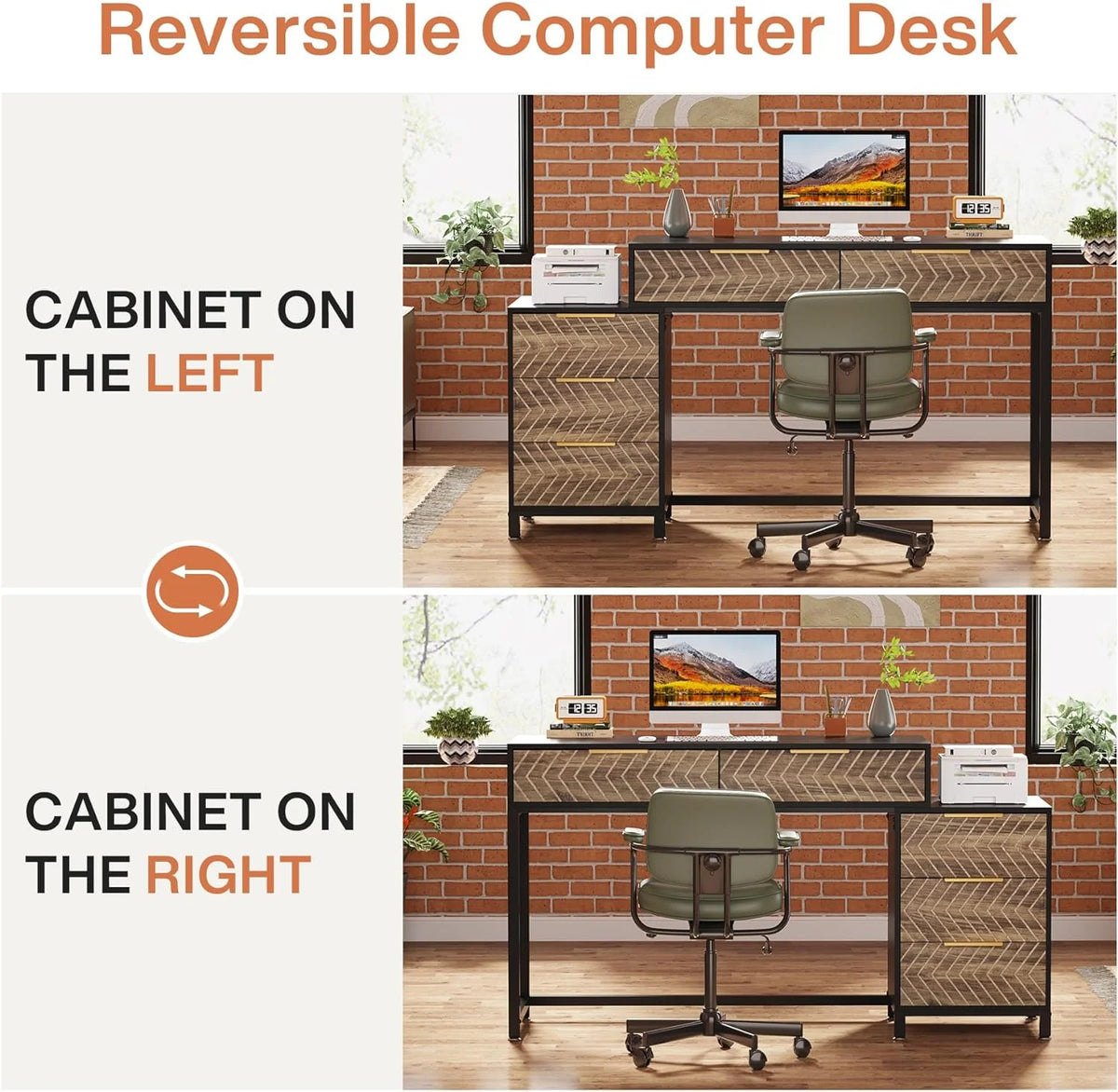 47" Computer Desk with 5 Drawers O7050