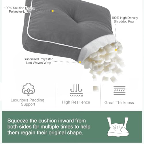 19 × 19 Inch Water Resistant Beige Tufted Patio Chair Cushions, 2 Pack Q770