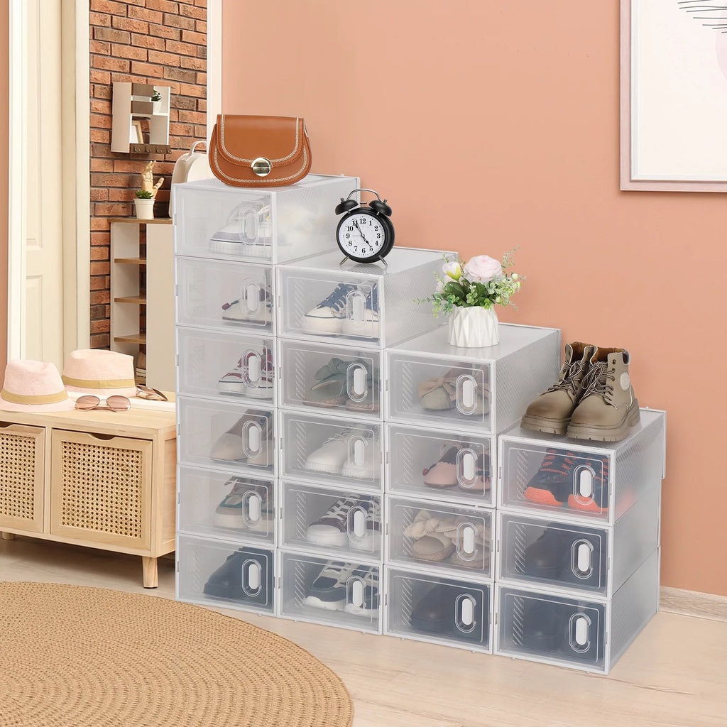 White Stackable Plastic Lidded Storage Boxes H669640
