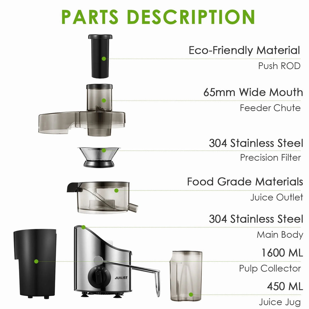 Juicer Extractor 3 Speeds Stainless Steel BPA Free V18401