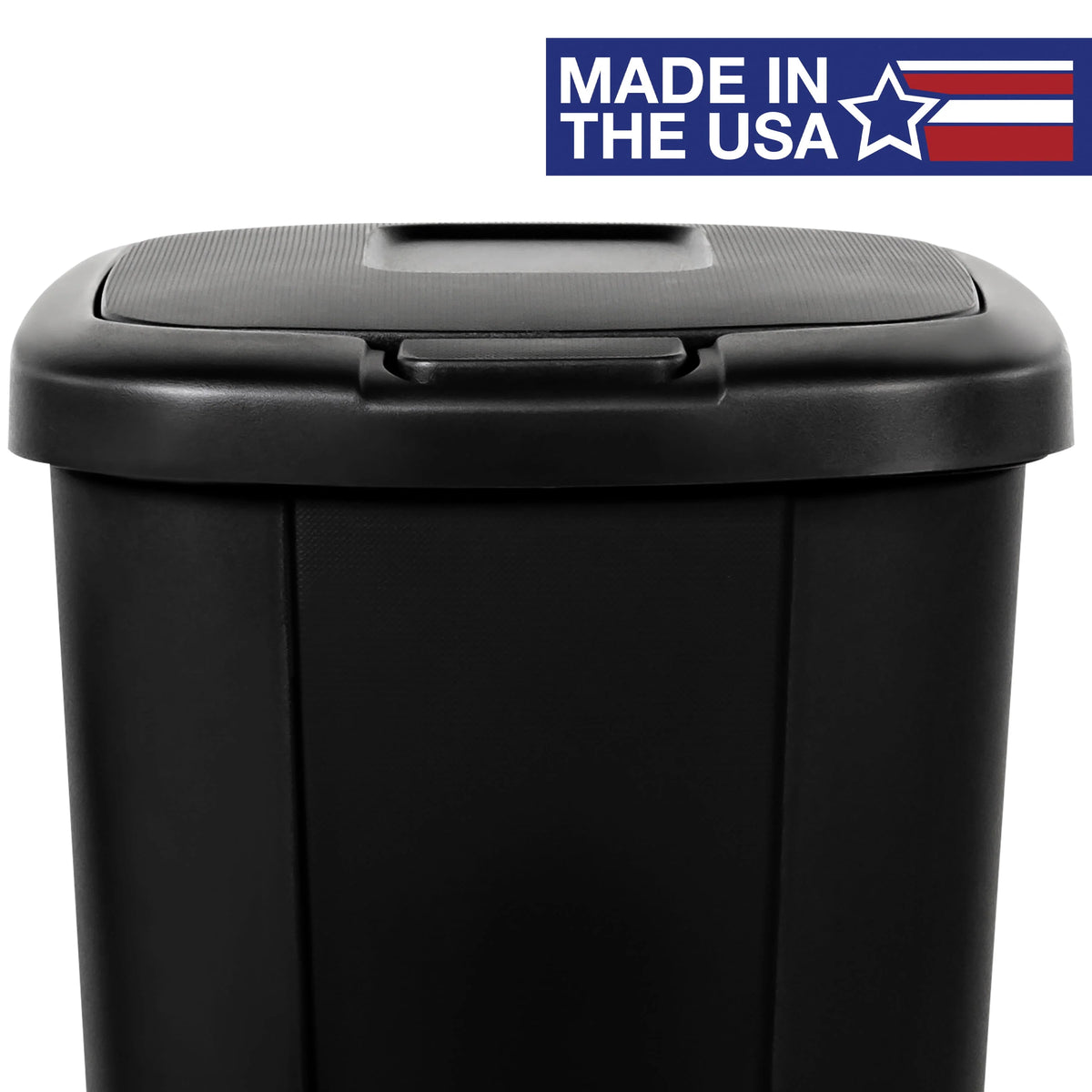 13.3 Gallon Black Plastic Touch Top Trash Can L2938