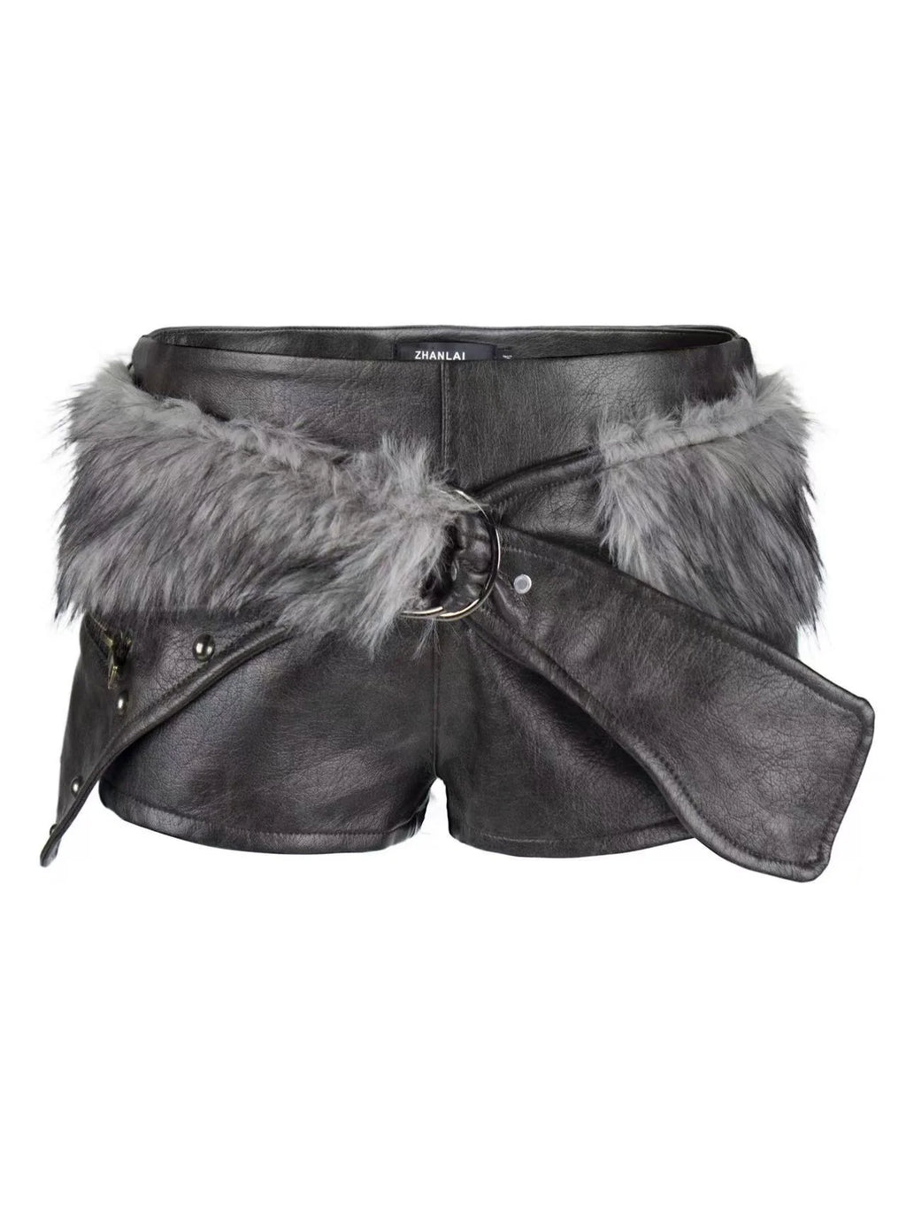 PU Leather Low-Rise Shorts M627