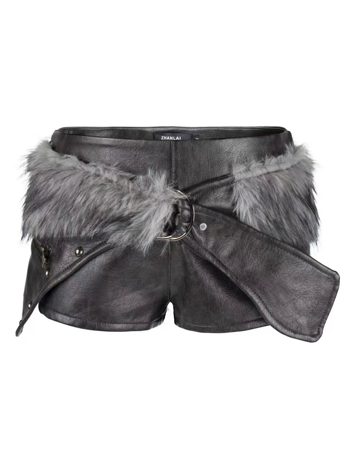 PU Leather Low-Rise Shorts M627