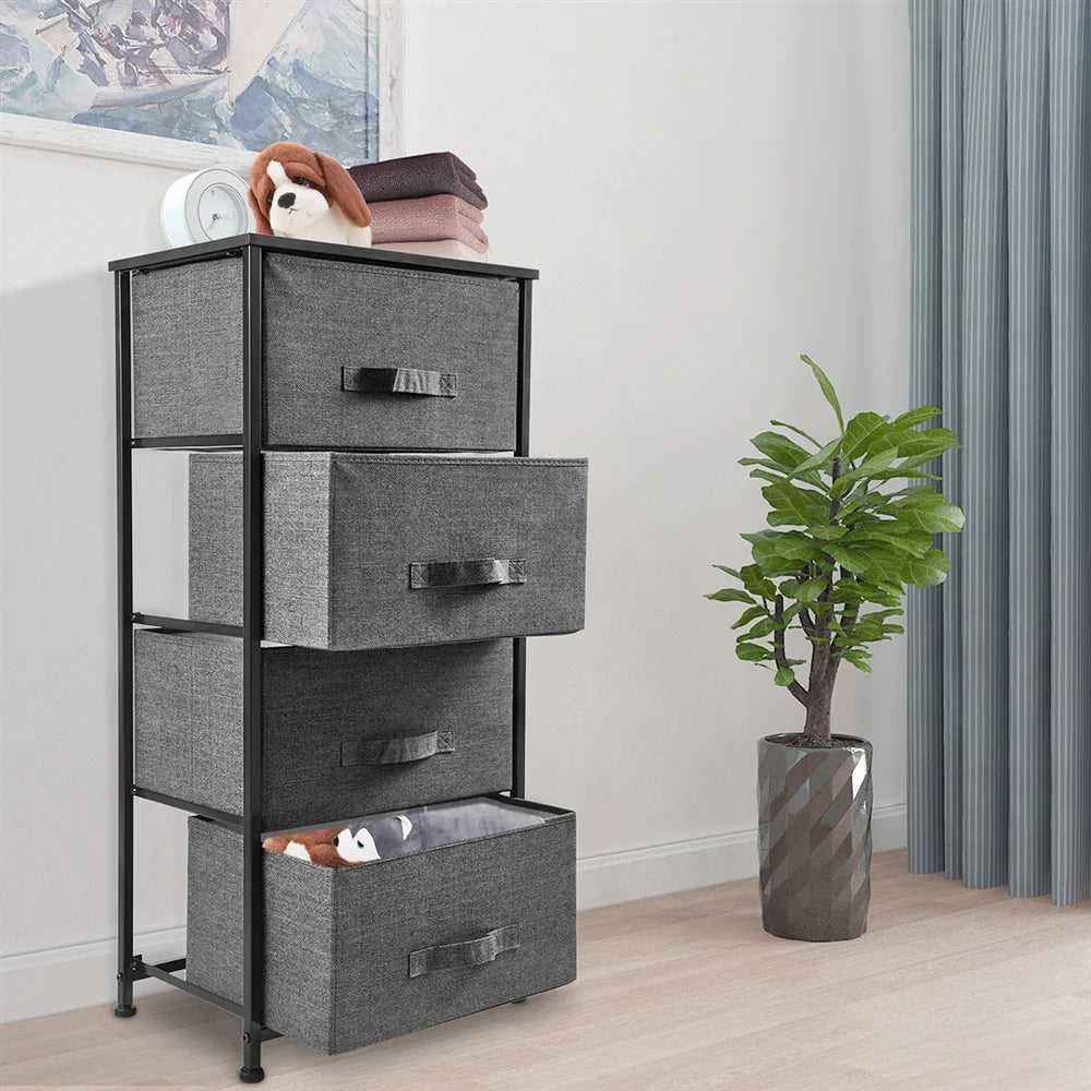 Dark Grey 4 Drawer Fabric Dresser Y8239