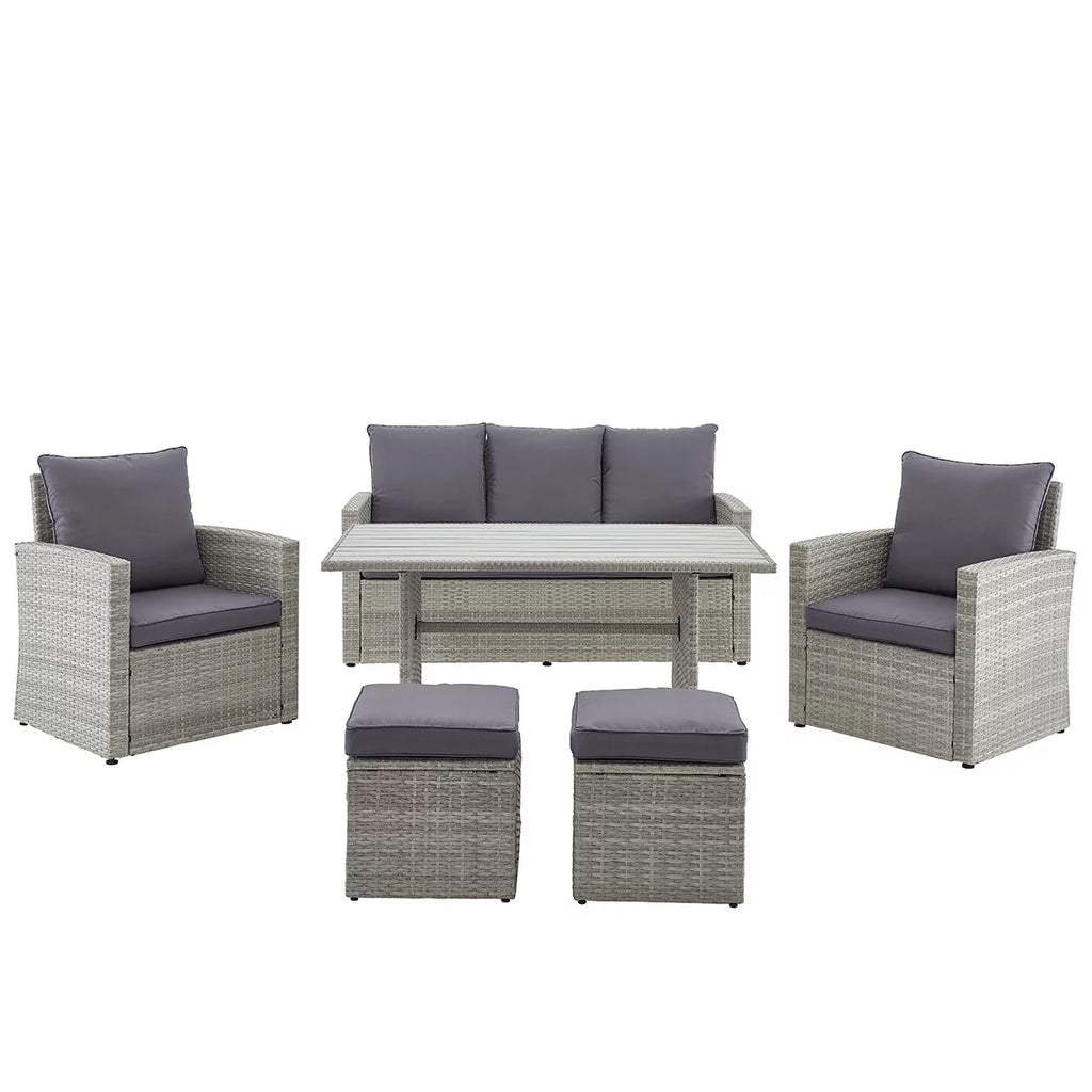 6 Pcs Outdoor Patio Dining Set 7 Seats Cushioned W784