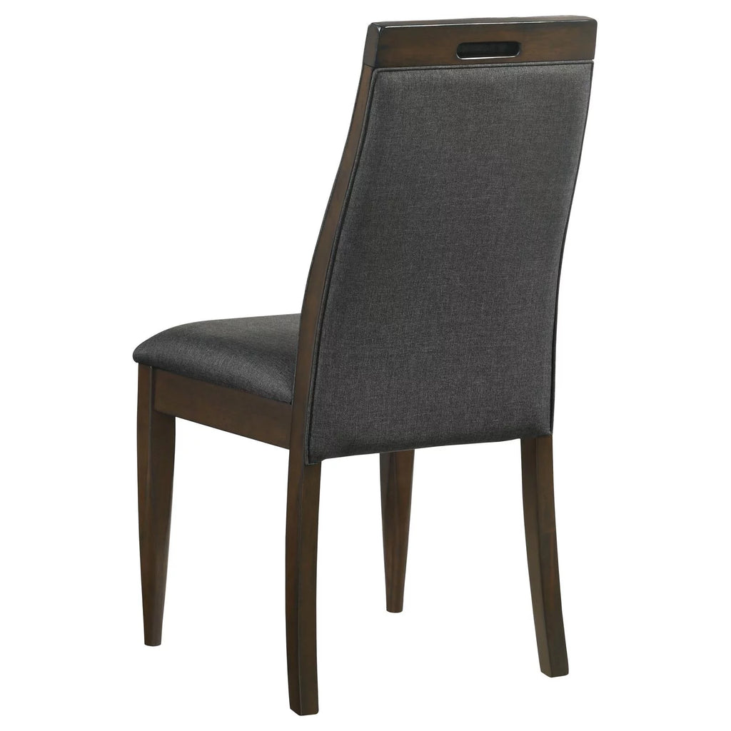 Upholstered Side Chair Set of 2 Grey Dark Walnut I129350