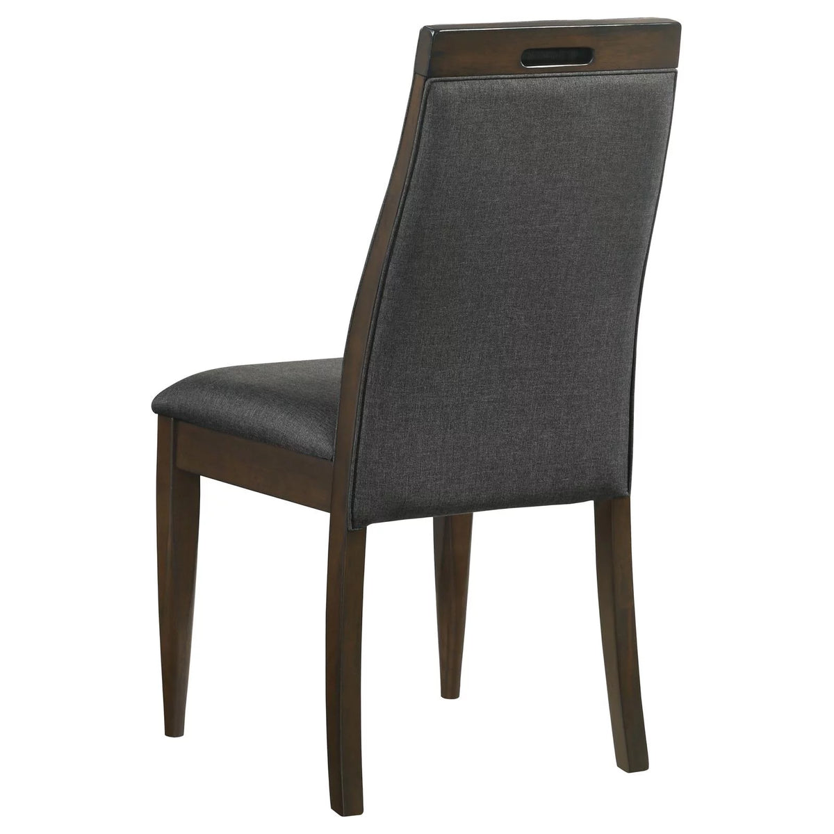 Upholstered Side Chair Set of 2 Grey Dark Walnut I129350