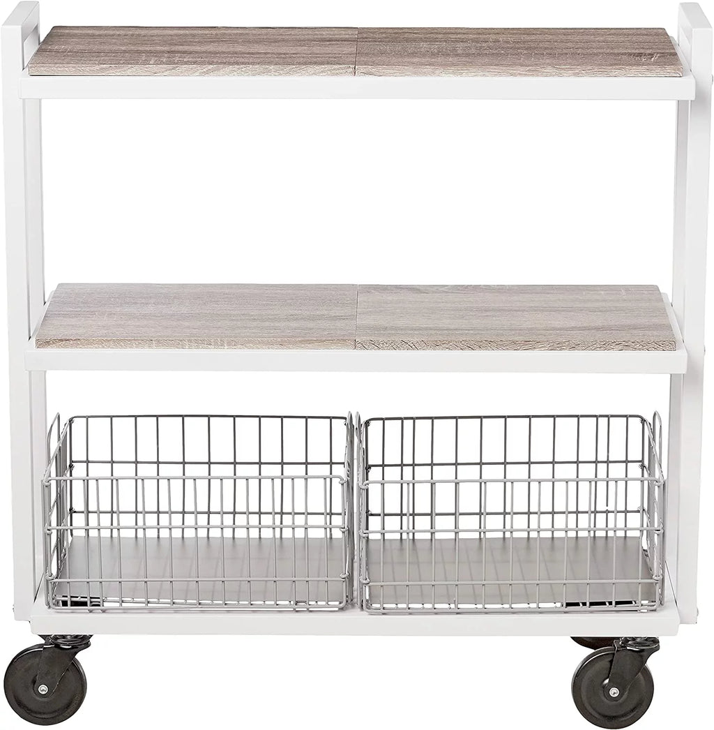 White 3-Tier Storage Cart with Caster Wheels H93389