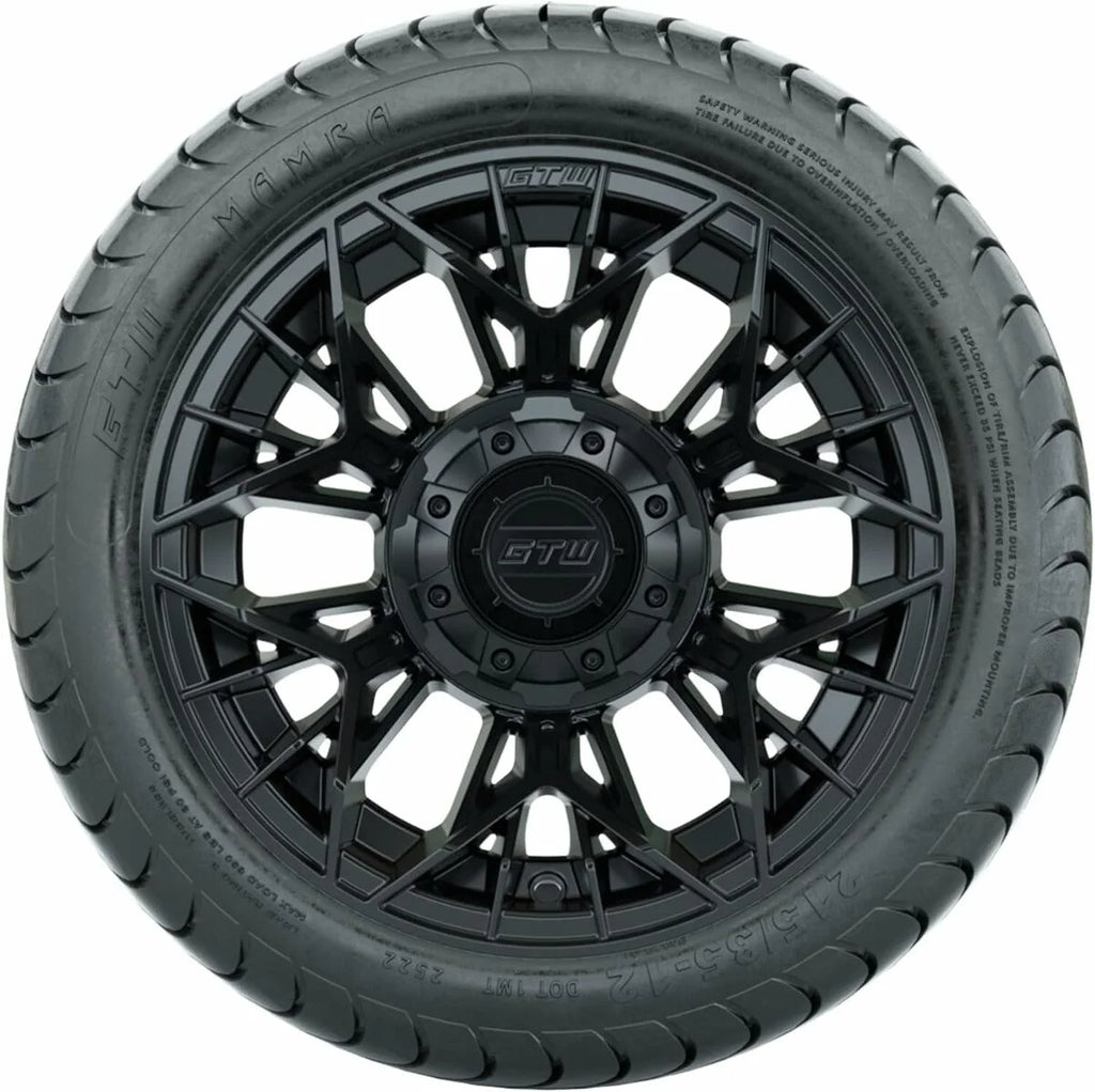 12 inch Matte Black Wheel with Golf Cart Tire Set of 4 Y258