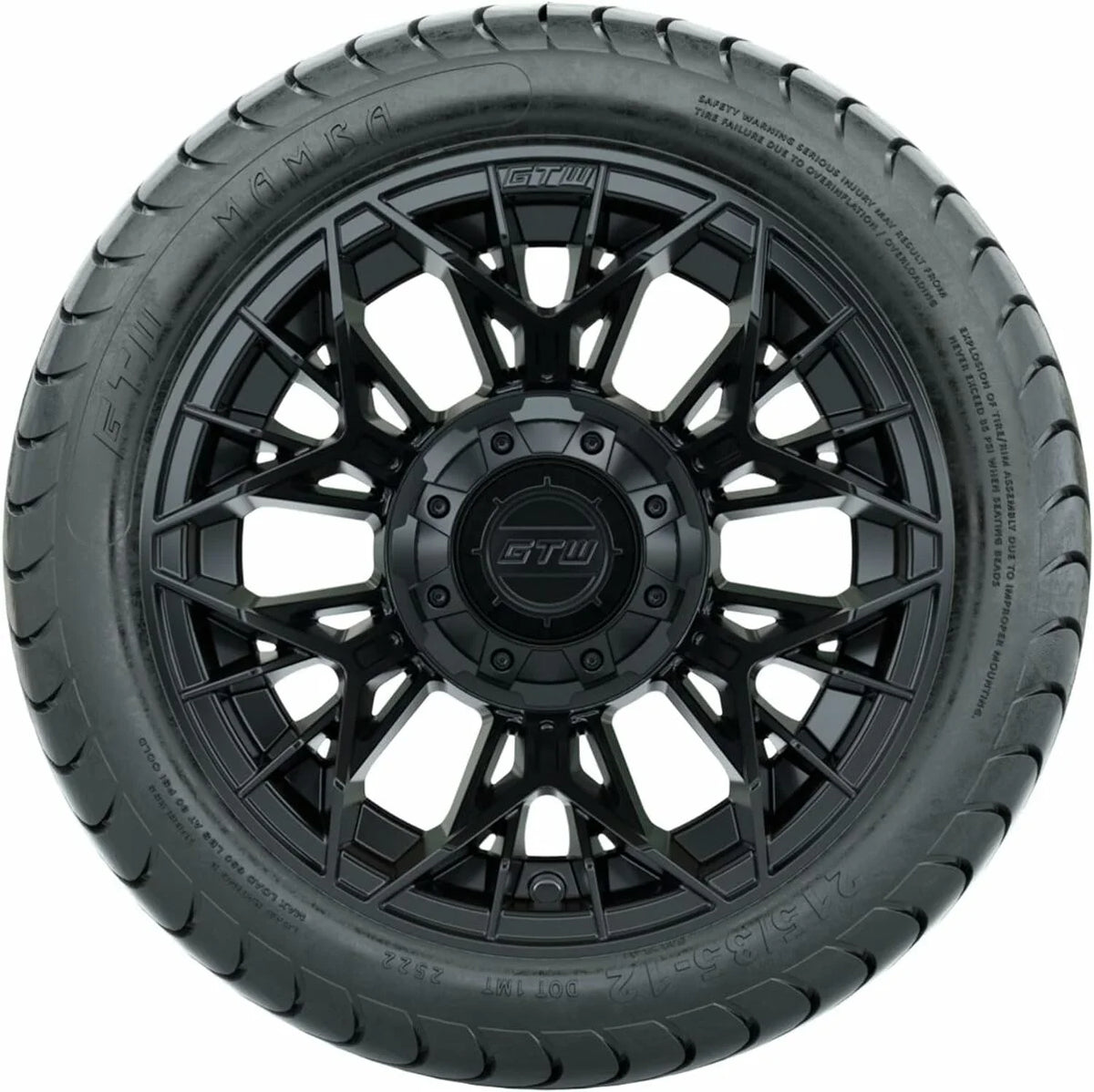 12 inch Matte Black Wheel with Golf Cart Tire Set of 4 Y258