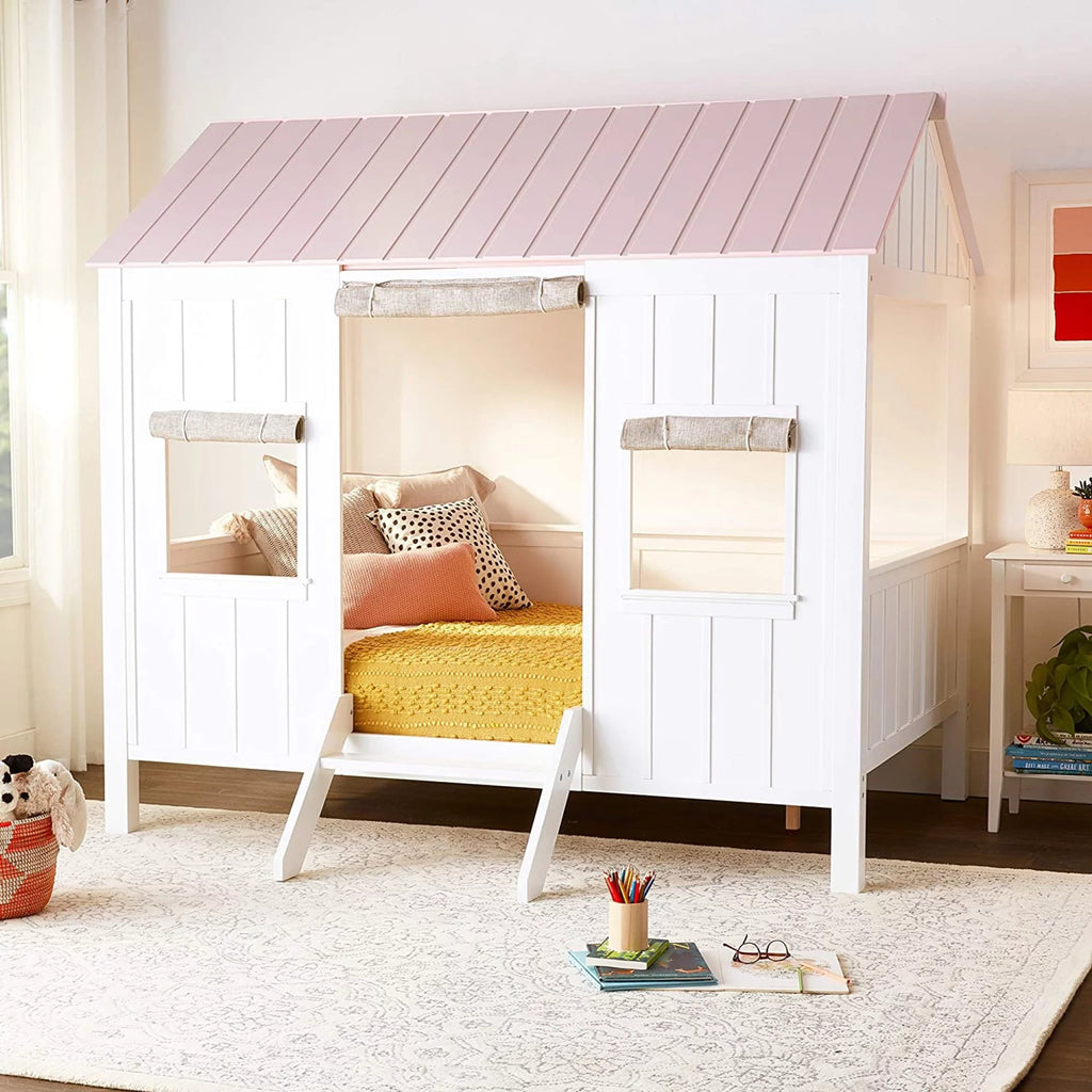Full Bed in White & Pink O81489