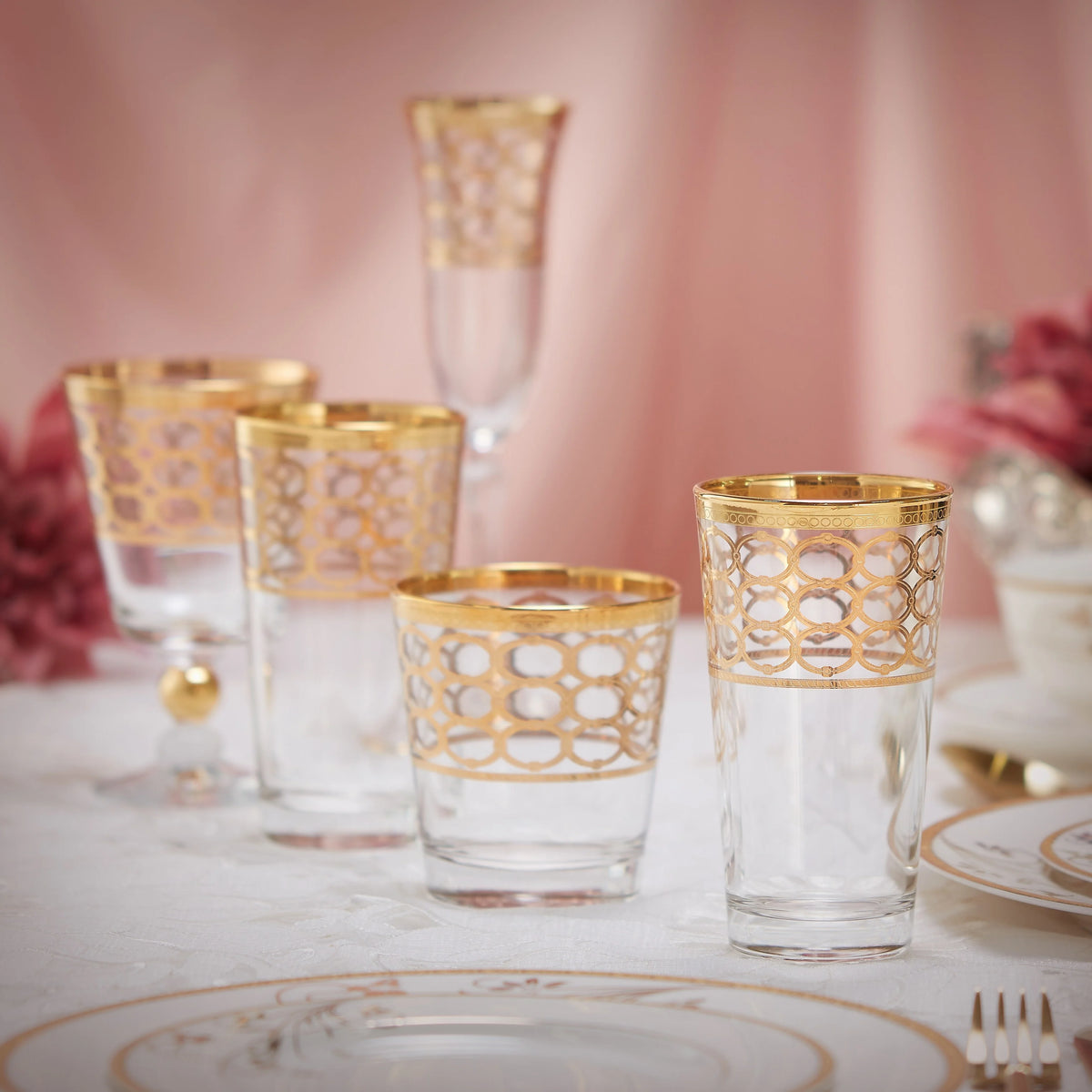 Gold Ring High Ball Set of 4 A4709